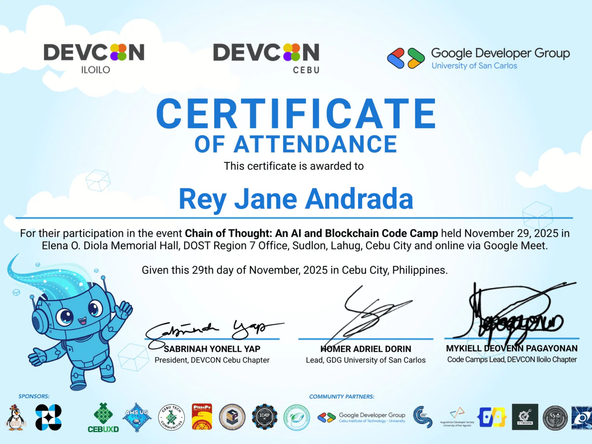 Chain of Thought certificate
